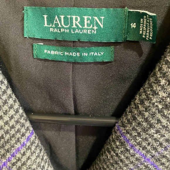 Ralph Lauren Green Label Size 14 Women's Black/Gray/Purple Patterned Blazer - Picture 6 of 7